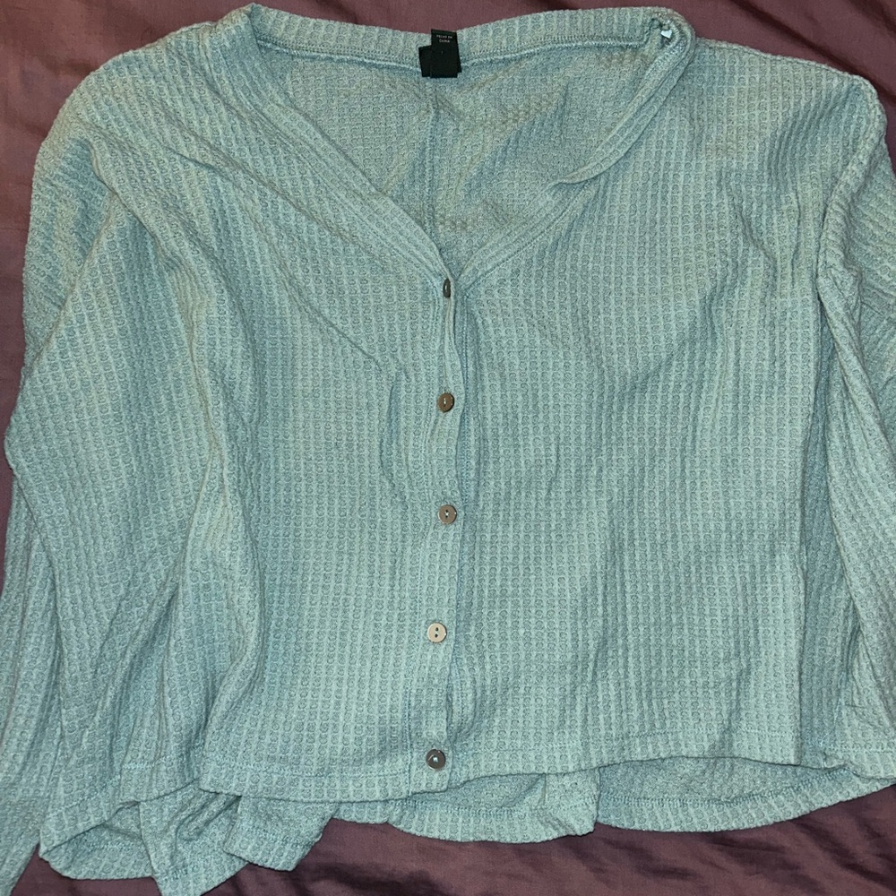 cropped waffle knit long sleeve